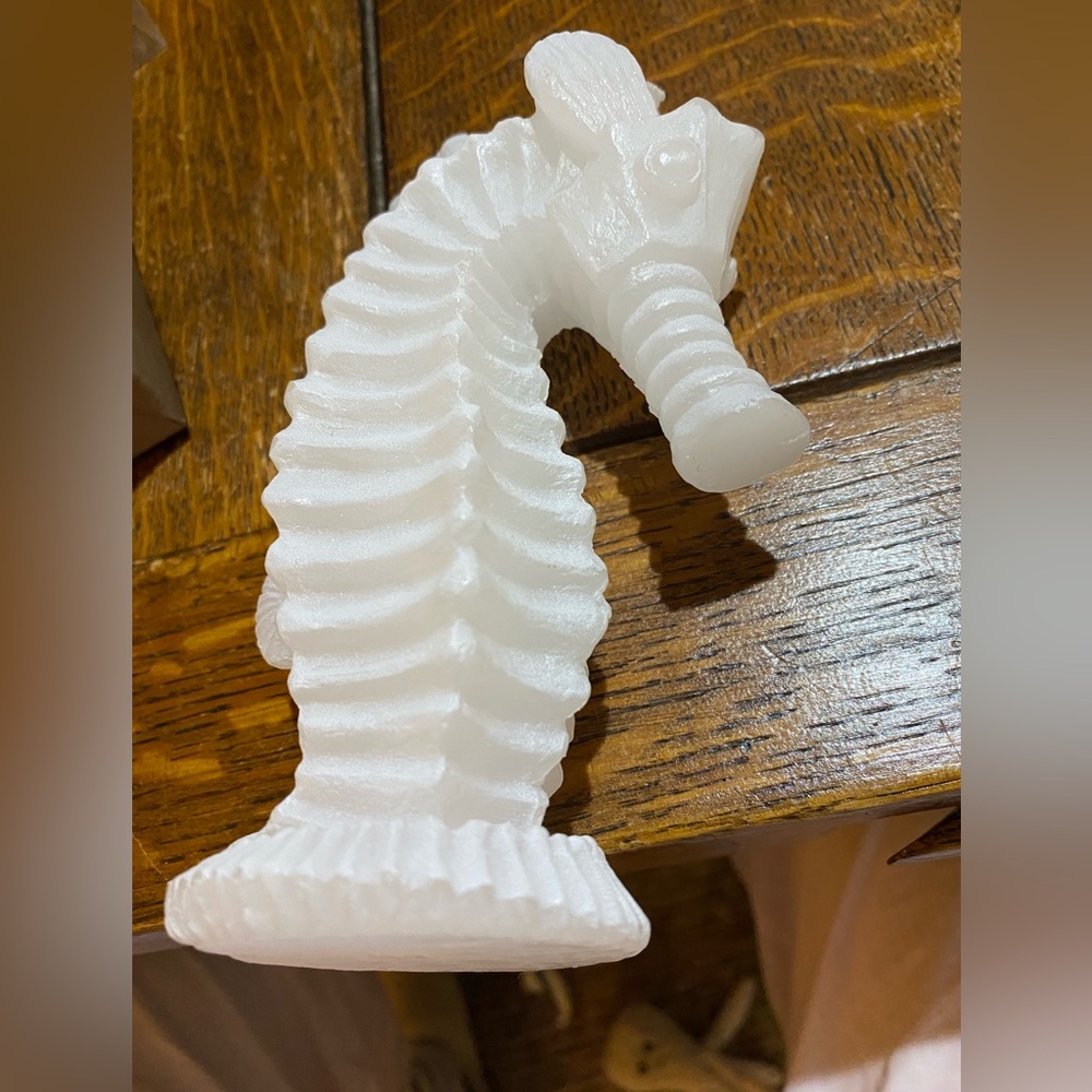 Vintage White sculpture detailed Wax SeaHorse Candle. Made in Spain.Original Box
